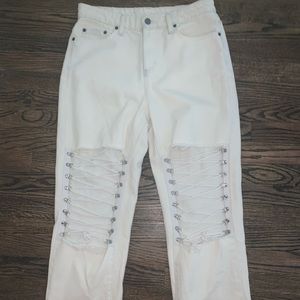 Carmar/LF  white lace up jeans